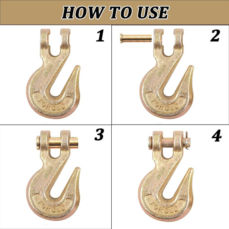 HANDRERLEE 10PCS 3/8" Clevis Grab Hooks Grade 70 Heavy Duty Chain Hook Chain Hook for Trucking Connections 26000LBS Load Hook - Image 5